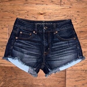 American Eagle Outfitters Blue Jean Shorts High-Waisted Distressed